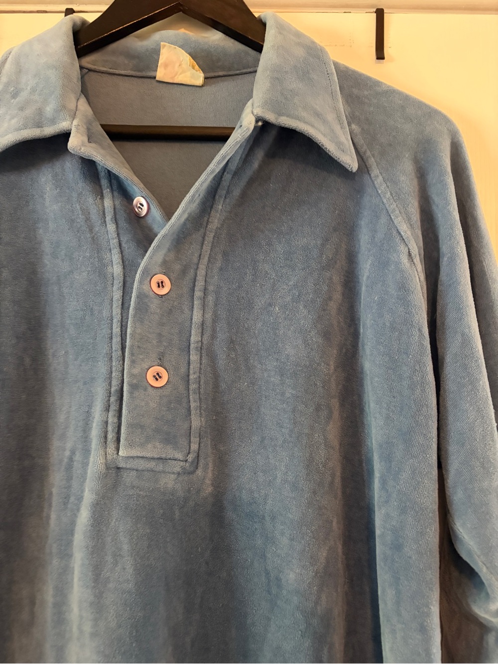 Blue Men’s Plush Button-Front Shirt